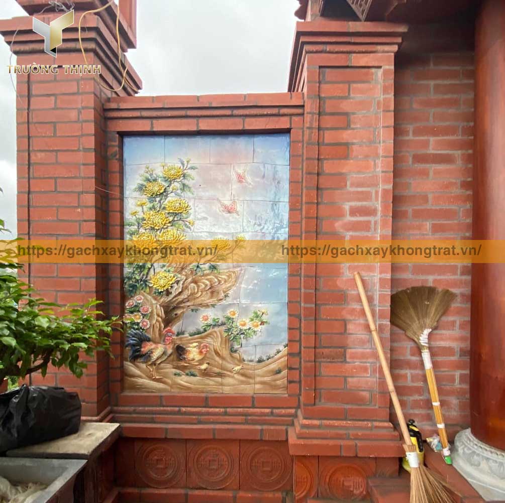 Mẫu gạch đặc xây không trát xây đình chùa đẹp