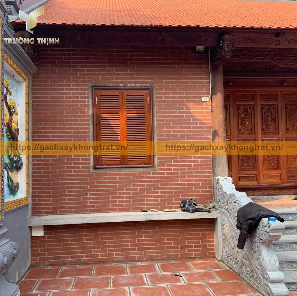 Mẫu gạch đặc xây không trát xây đình chùa đẹp