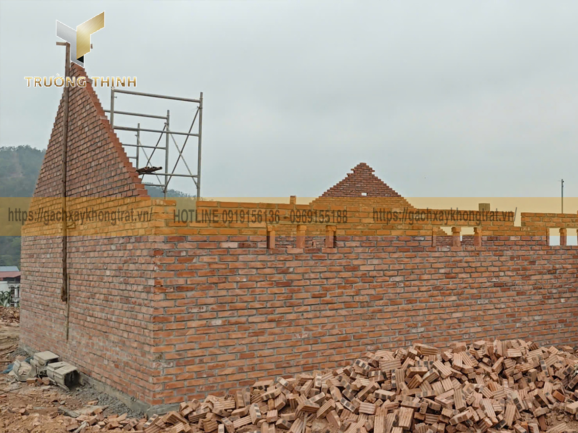 Trường Thịnh tổng đại lý phân phối gạch đặc xây tường không trát - Gạch xây tường không trát nhà thờ, đình, chùa đẹp