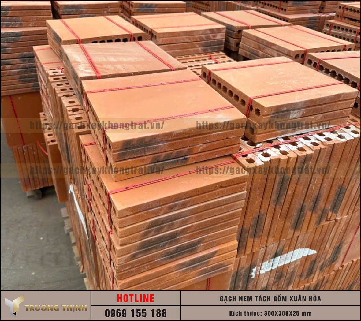 Báo giá gạch nem tách 300x300x25 gốm Xuân Hòa mới nhất 2026 | Trường Thịnh Group