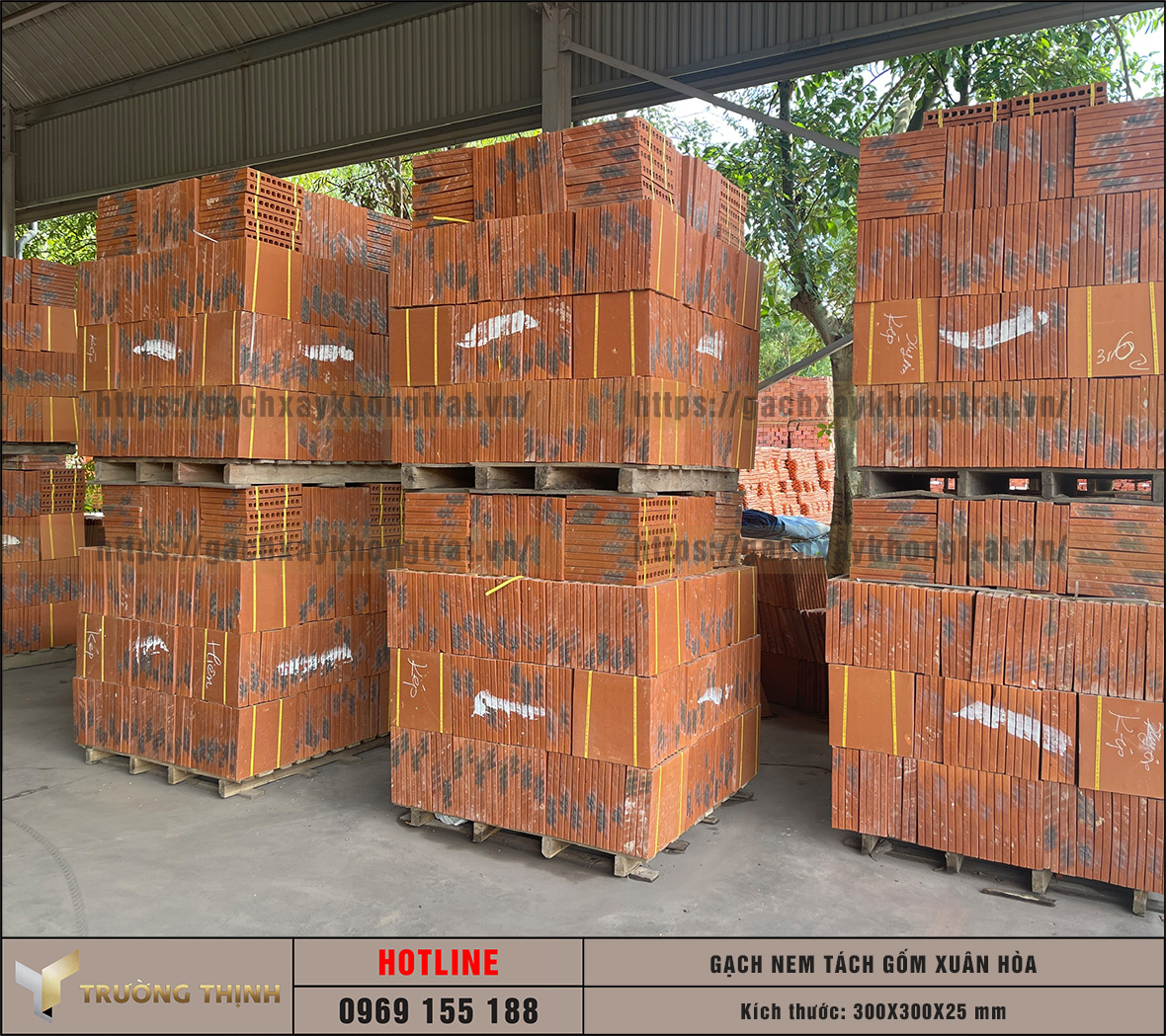 Báo giá gạch nem tách 300x300x25 gốm Xuân Hòa mới nhất 2026 | Trường Thịnh Group