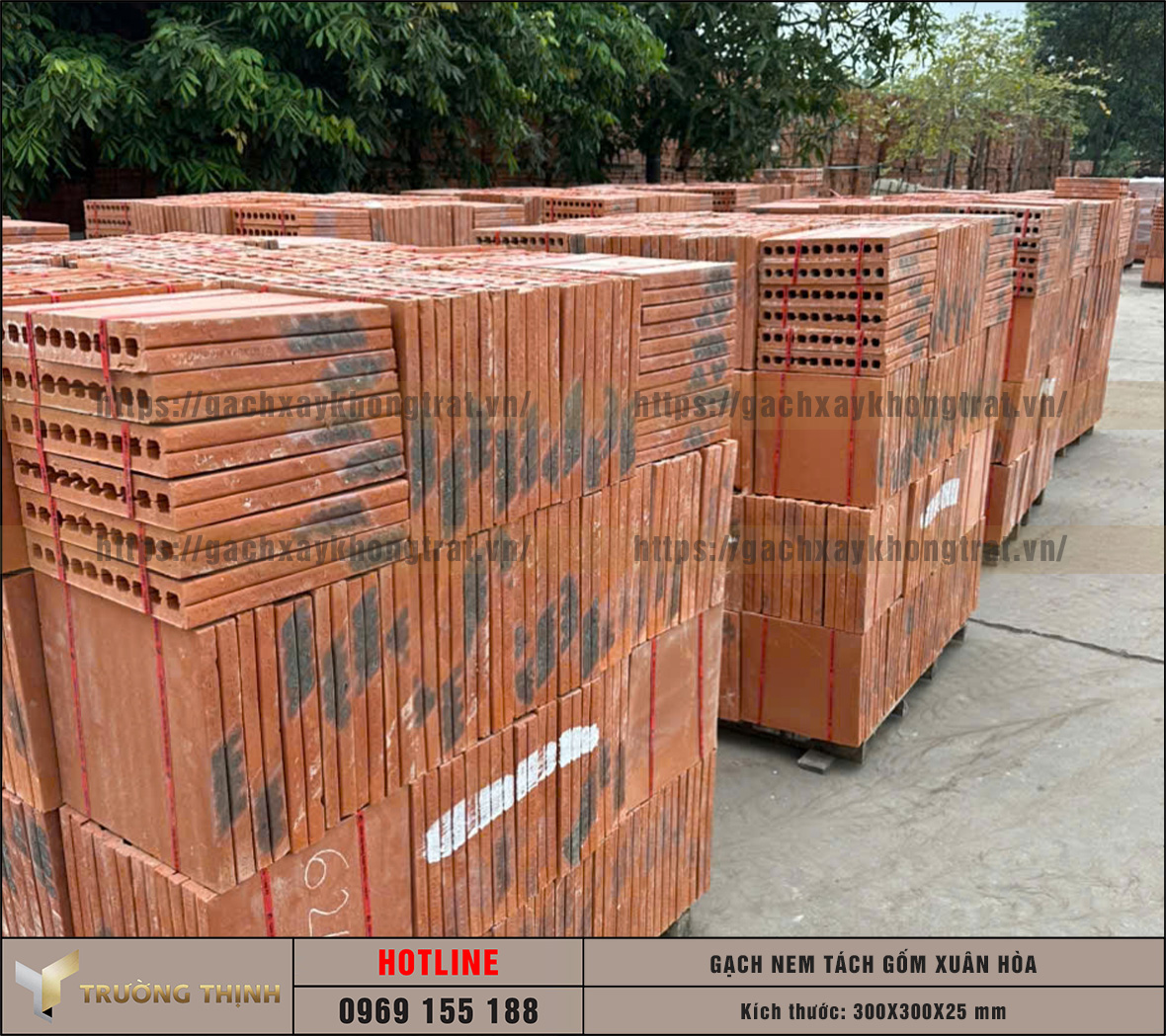 Báo giá gạch nem tách 300x300x25 gốm Xuân Hòa mới nhất 2026 | Trường Thịnh Group