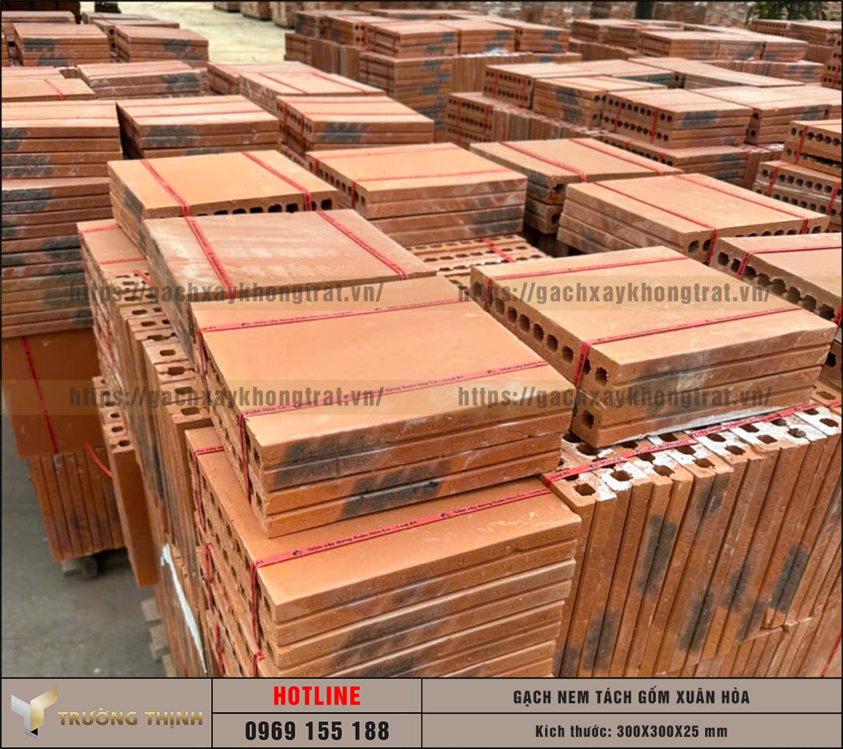 Đại lý phân phối gạch nem tách 300x300x25 gốm Xuân Hòa giá gốc tại nhà máy