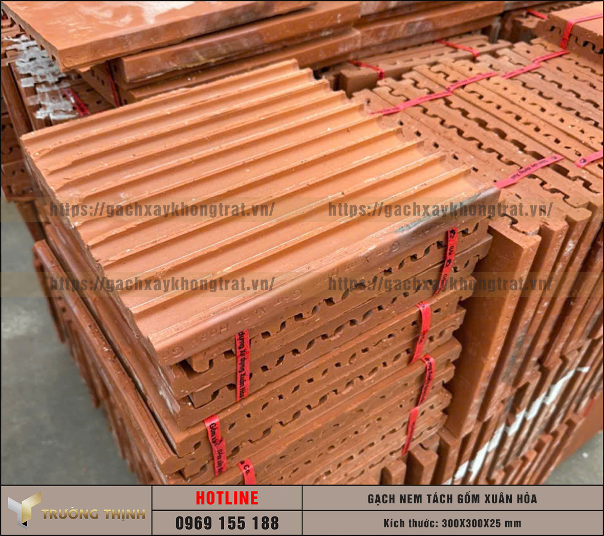 Đại lý phân phối gạch nem tách 300x300x25 gốm Xuân Hòa giá gốc tại nhà máy