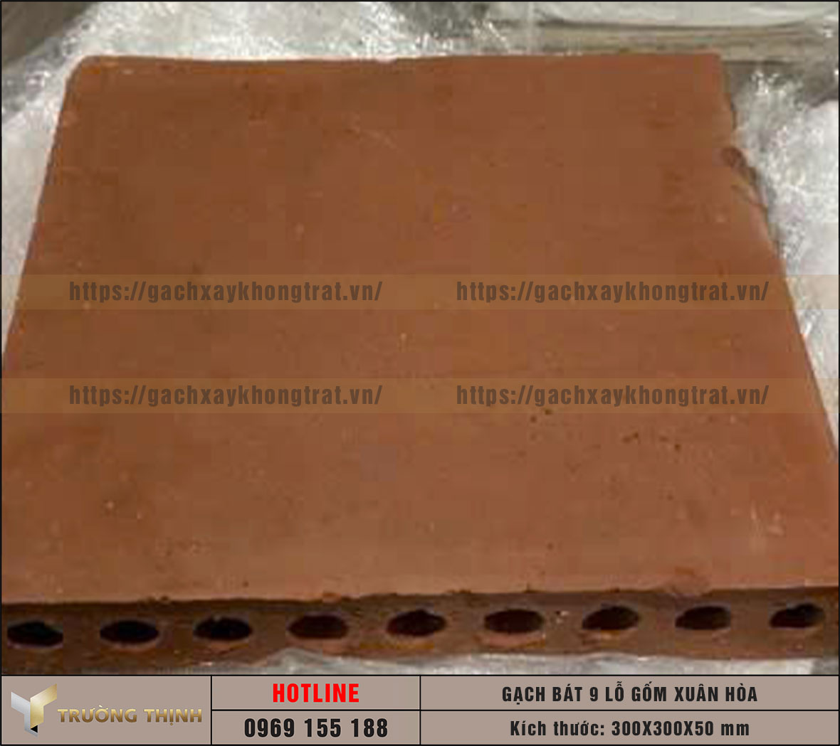 Gạch bát 9 lỗ 300x300x50 Gốm Xuân Hòa – Đỉnh Cao Gạch Gốm Lát Sân Vườn