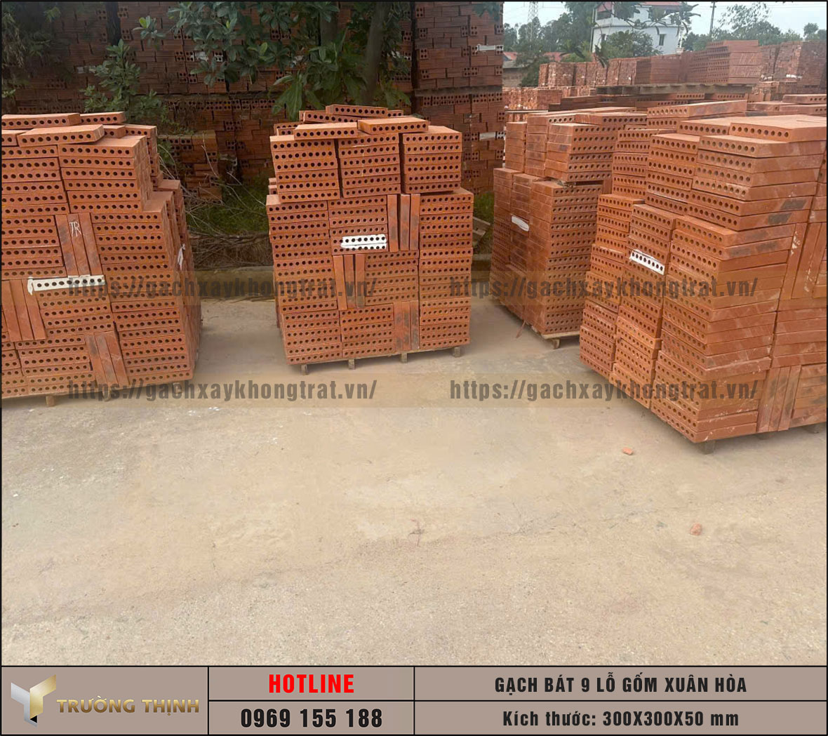 Gạch bát 9 lỗ 300x300x50 Gốm Xuân Hòa | Tổng Kho Trường Thịnh