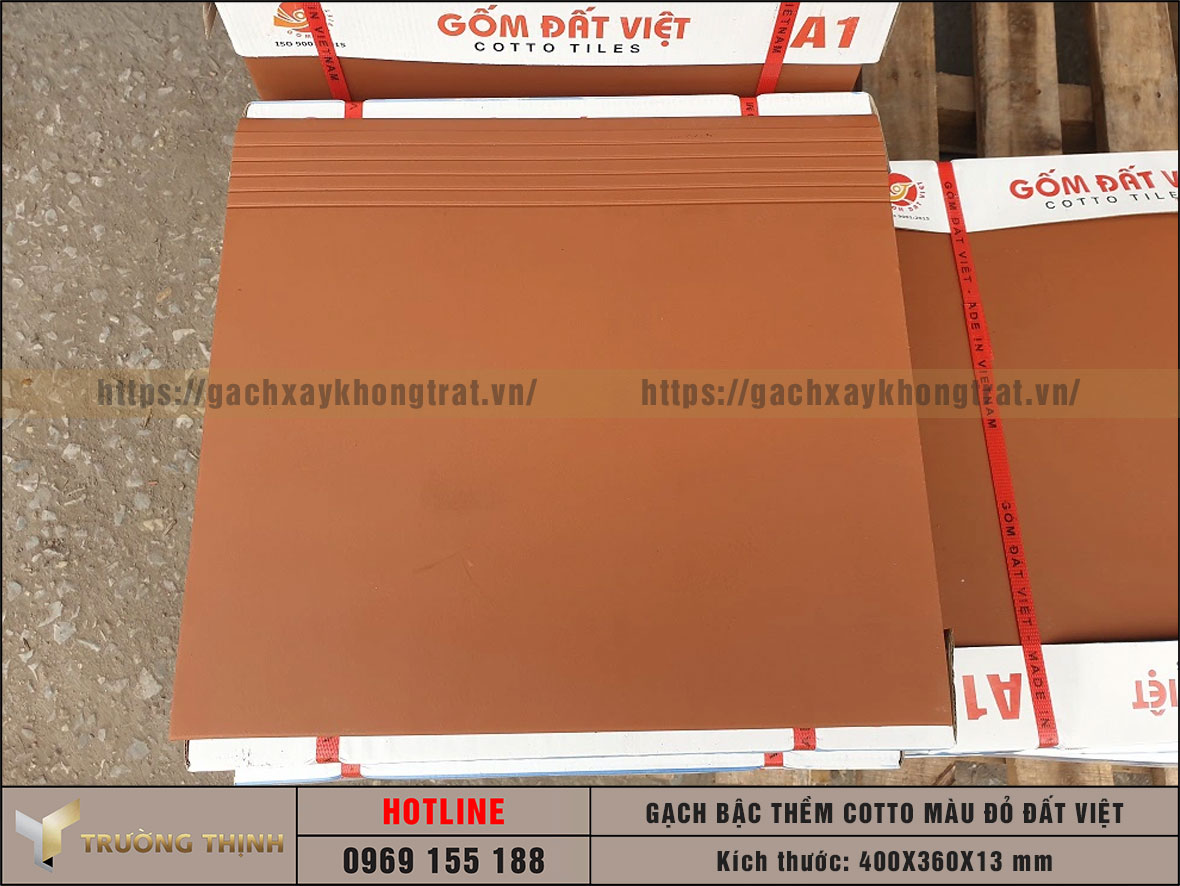 Gạch bậc thềm cotto 400x360 màu đỏ Đất Việt giá rẻ