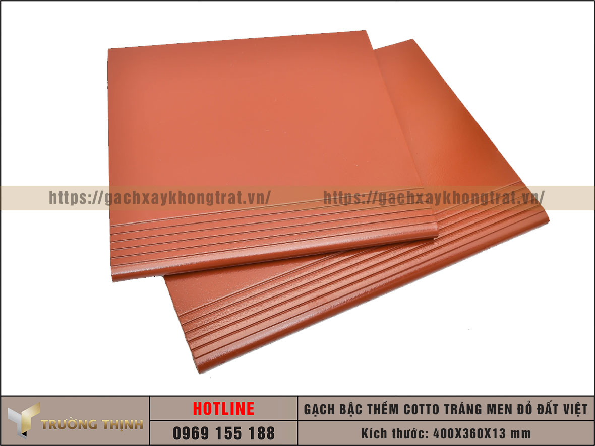 Gạch bậc thềm cotto 400x360 tráng men đỏ Đất Việt giá rẻ