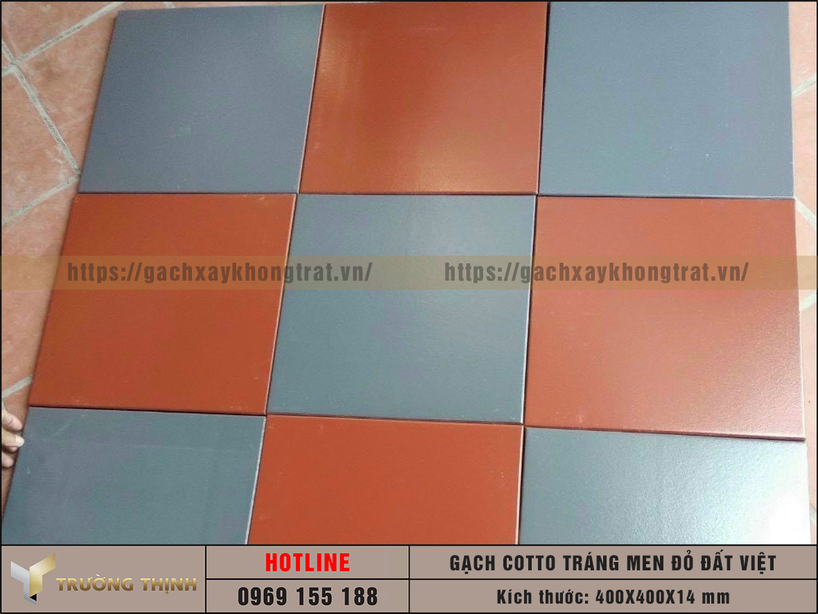 Gạch Cotto 400x400 Đất Việt màu tráng men đỏ