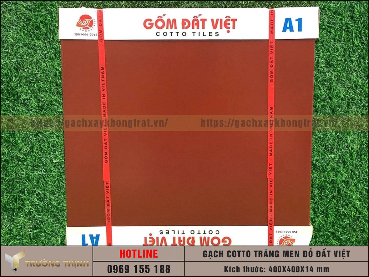 Gạch cotto 400x400 tráng men đỏ Đất Việt 