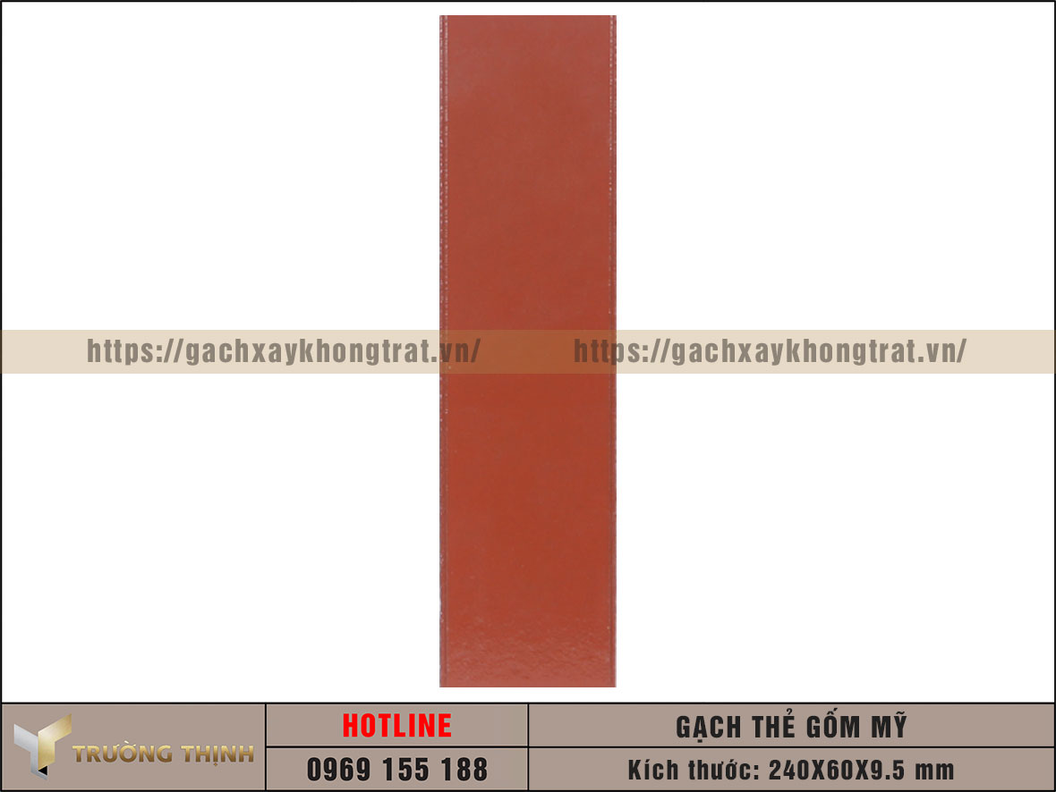 Gạch thẻ 240x60x9.5 màu đỏ Gốm Mỹ
