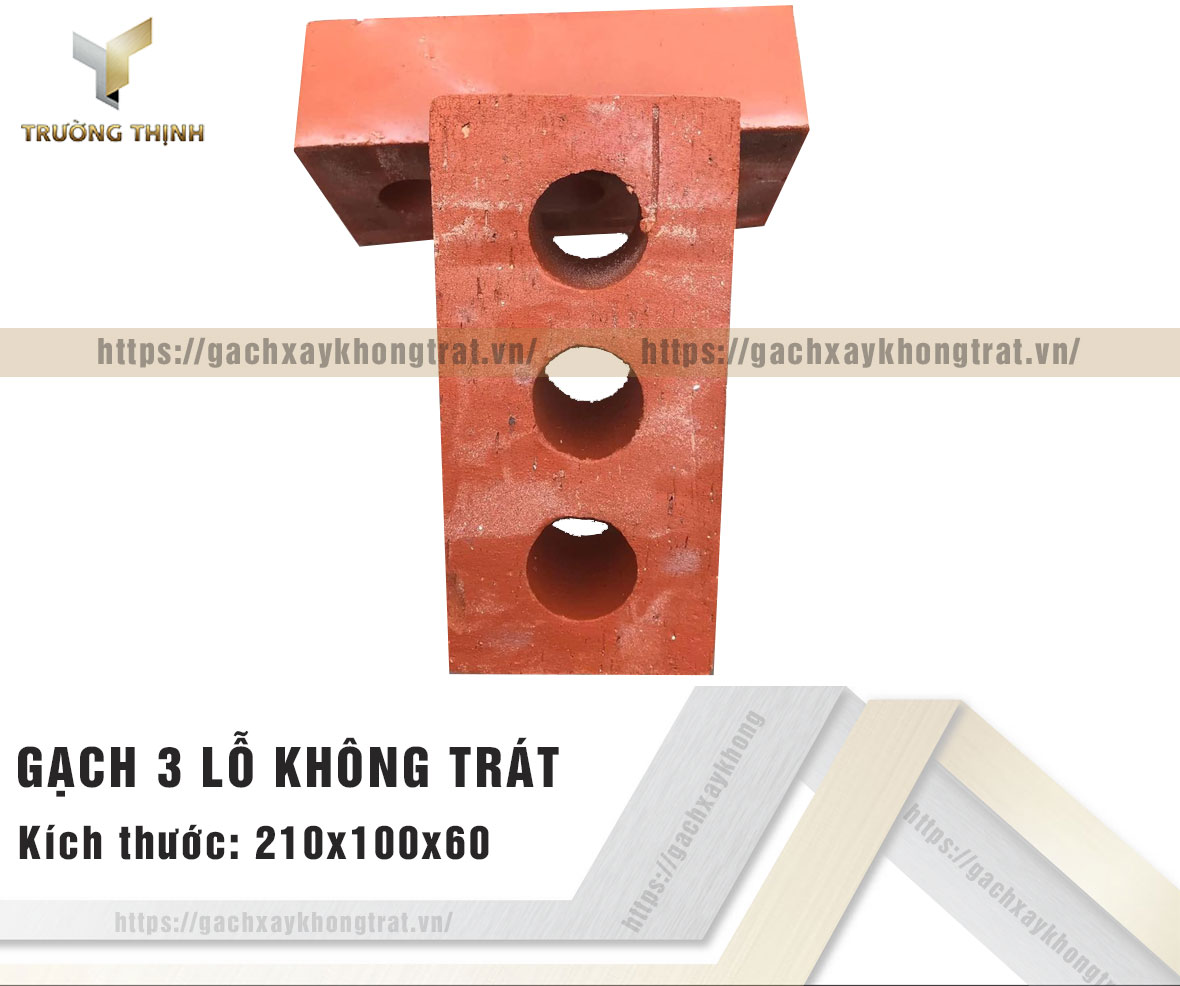 Gạch 3 lỗ xây không trát Viglacera Từ Sơn 210x100x60 giá rẻ