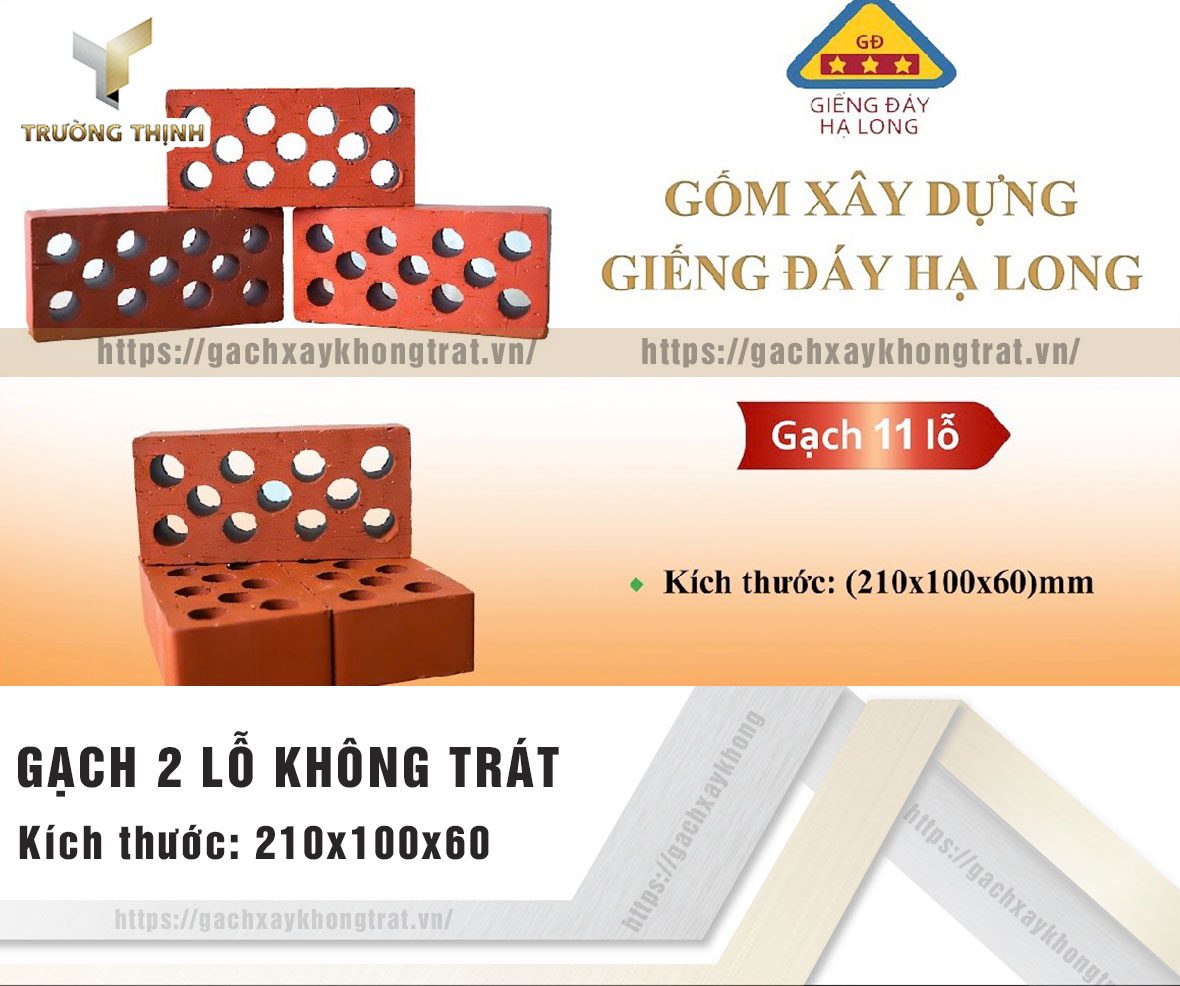 Gạch 11 lỗ xây không trát Giếng Đáy Hạ Long