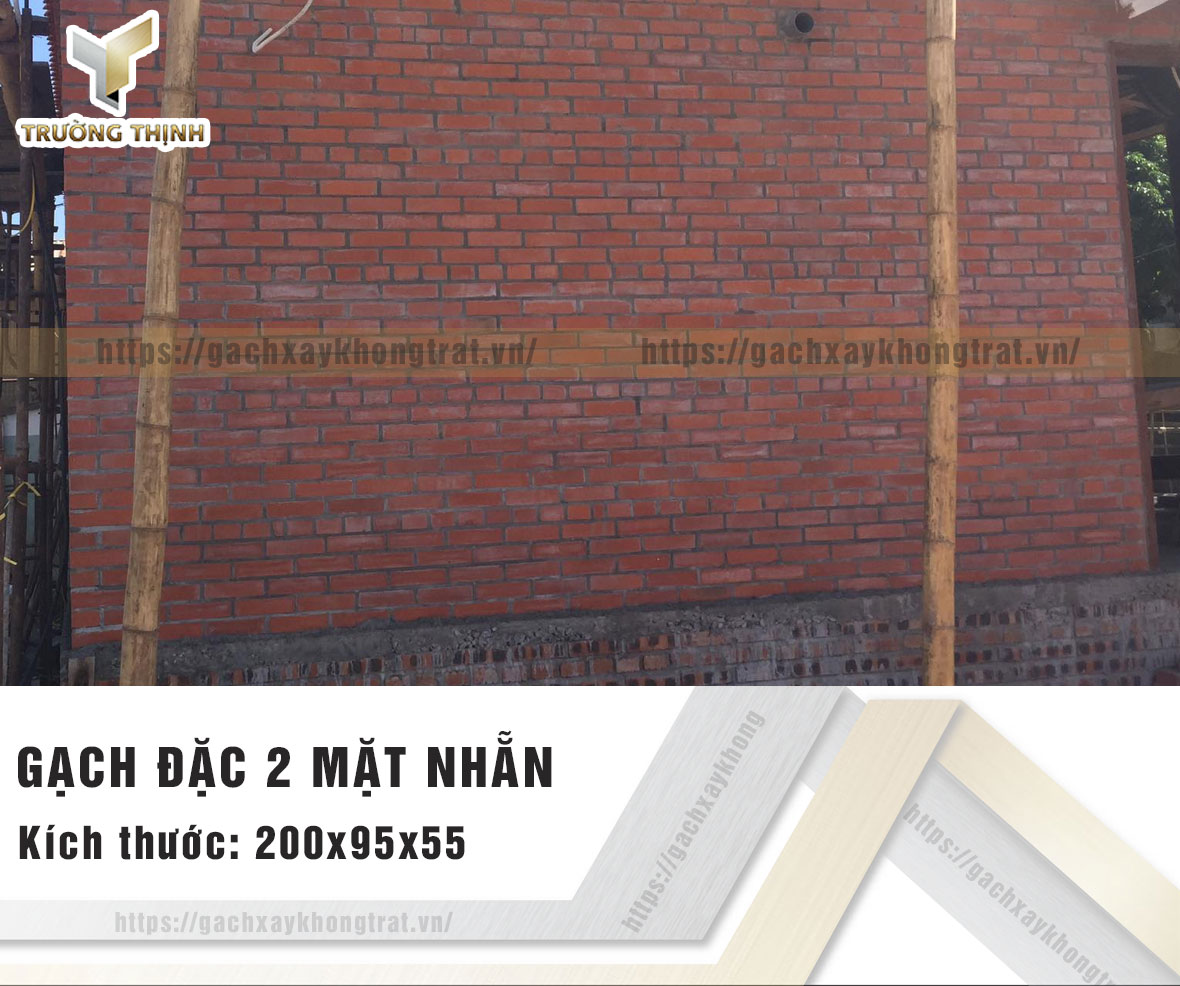Hình ảnh gạch đặc 2 mặt nhẵn xây không trát Viglacera Xuân Hòa thi công thực tế