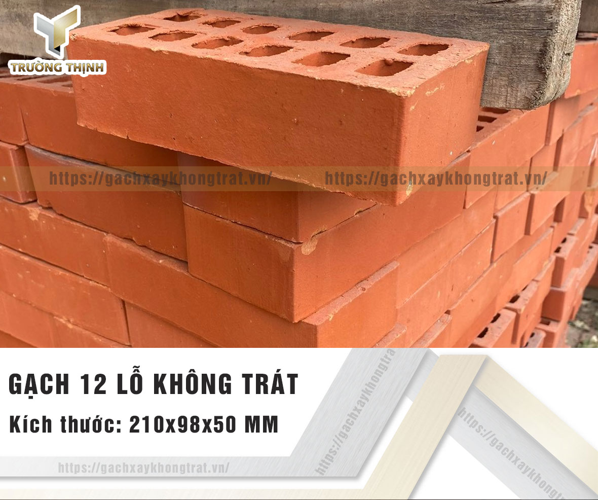 Gạch 12 lỗ xây không trát Xuân Hòa Hà Nội 210x98x50