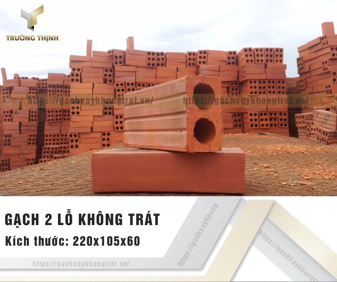 Gạch 2 lỗ xây không trát Xuân Hòa Hà Nội 220x105x60