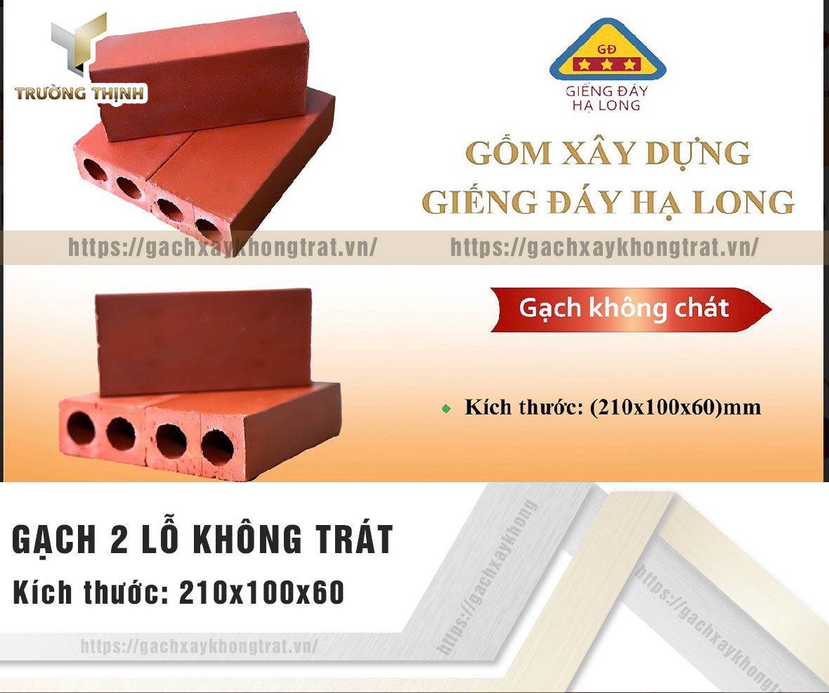 Gạch 2 lỗ xây không trát Giếng Đáy Hạ Long giá ưu đãi