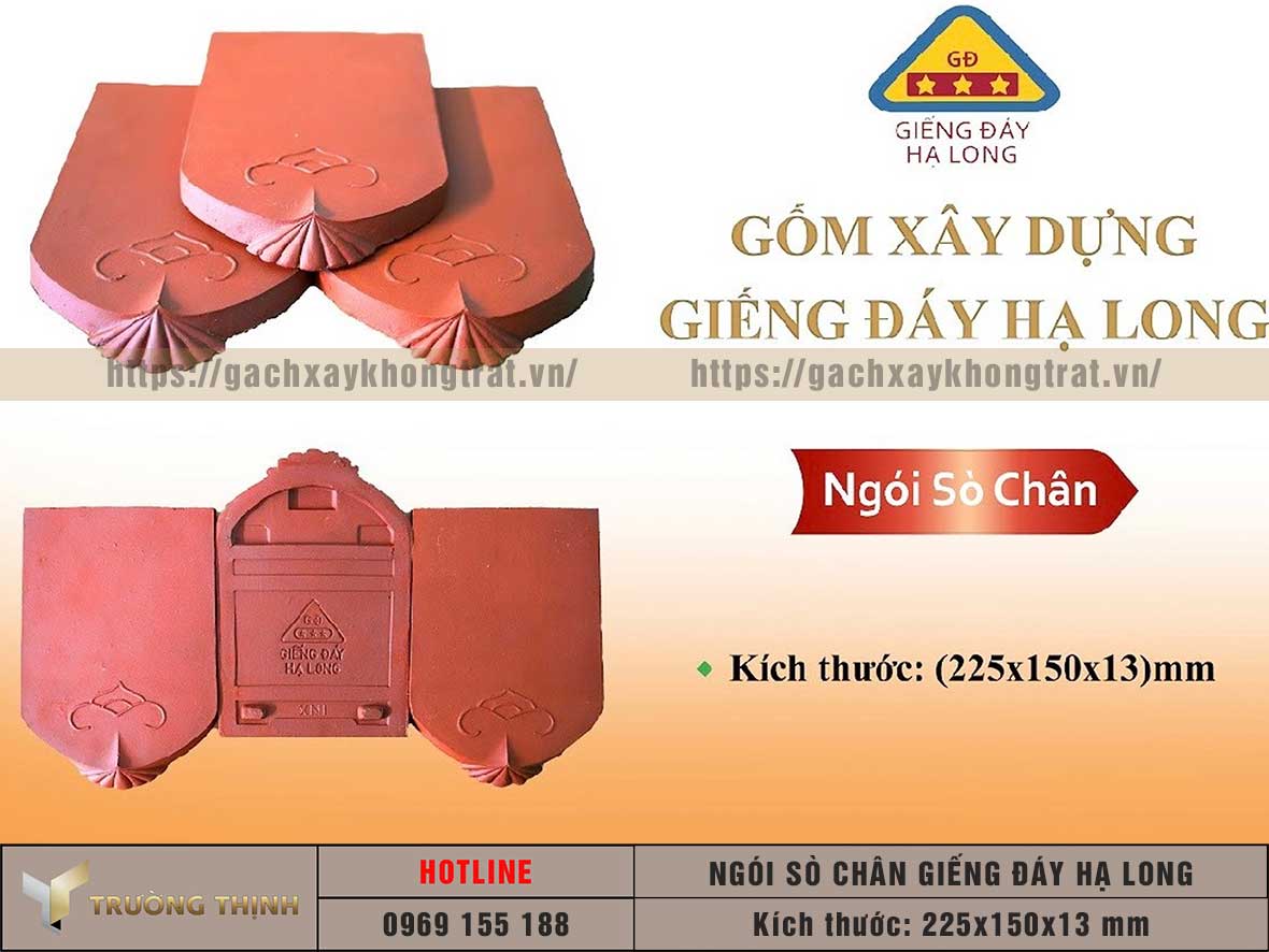 Ngói sò có chân 225x150x13 Giếng Đáy Hạ Long  giá rẻ