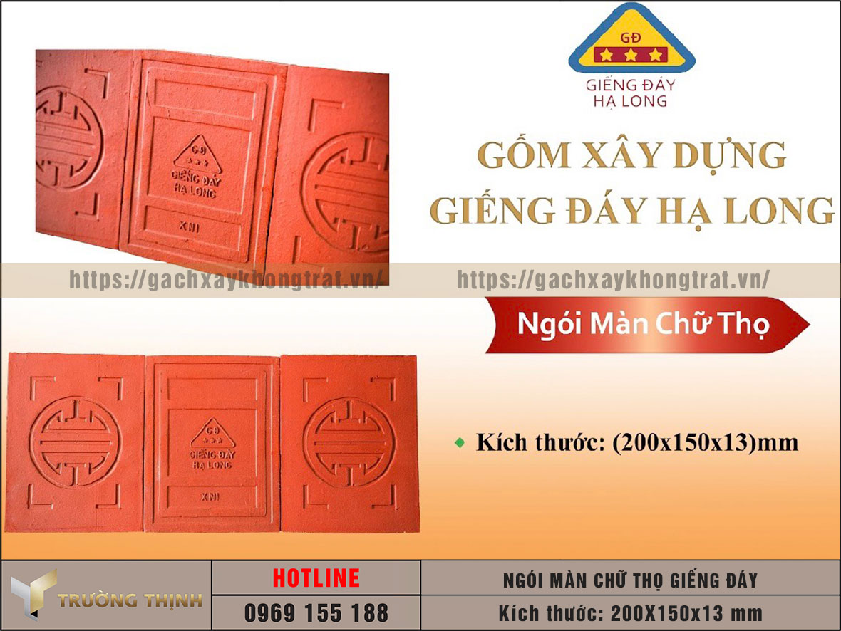 Ngói màn chữ thọ 200x150x13 Giếng Đáy Hạ Long  giá rẻ