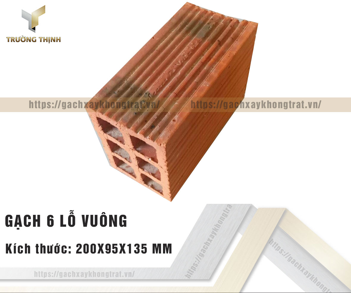 Gạch 6 lỗ vuông 200x95x135 Viglacera Xuân Hòa giá rẻ