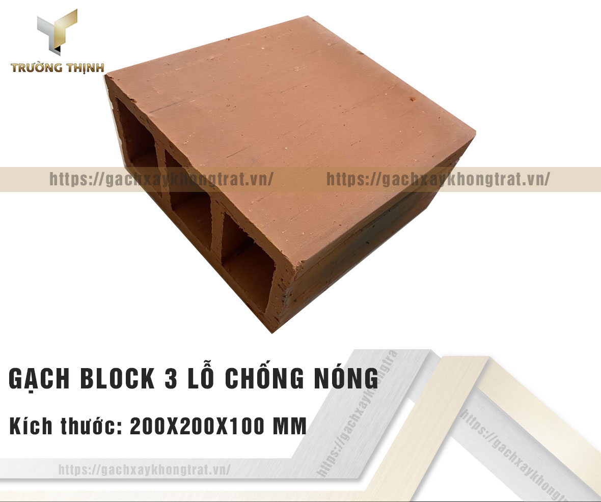 Gạch chống nóng 3 lỗ Xuân Hòa Hà Nội 200x200x100 giá rẻ