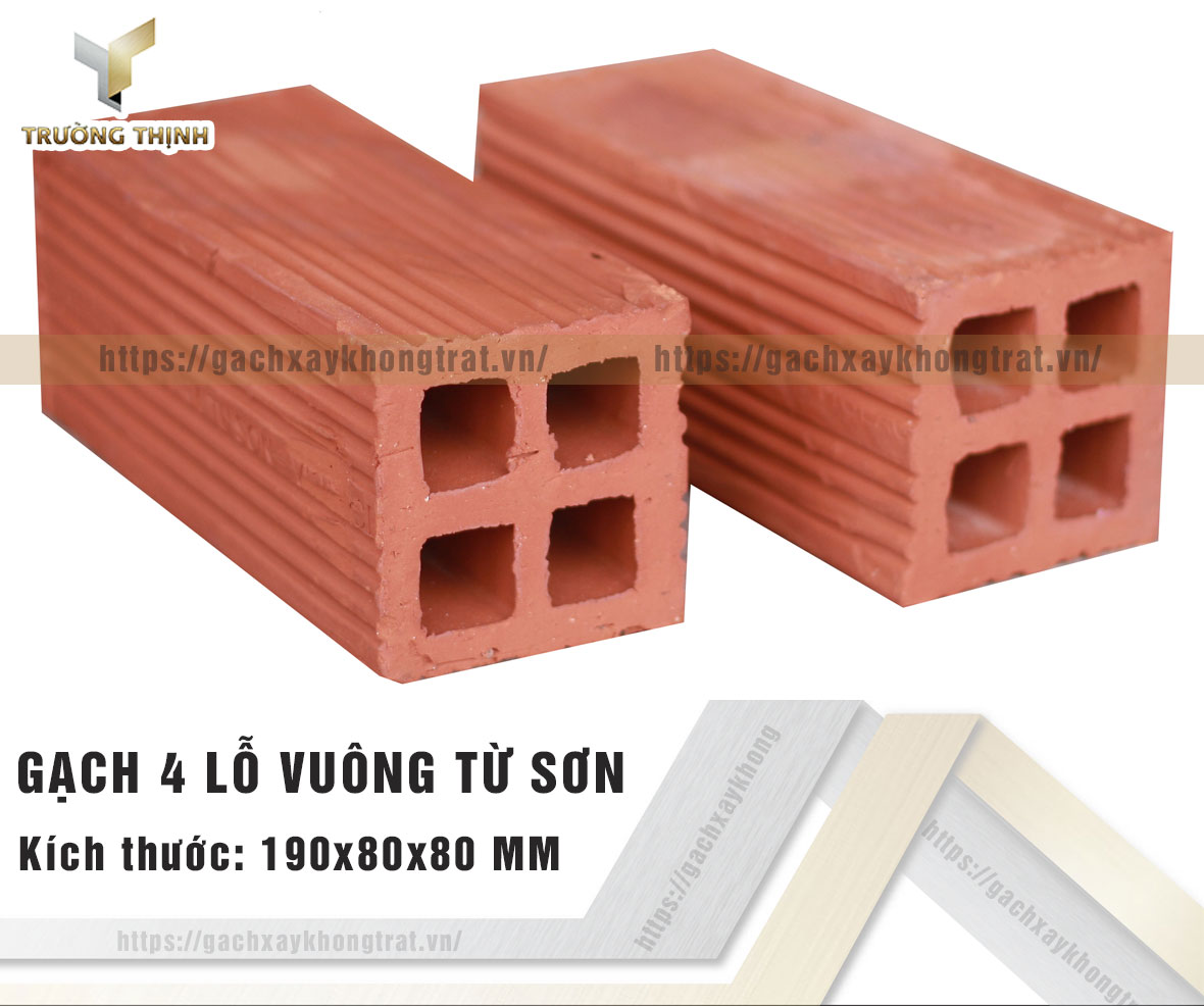 Gạch 4 lỗ vuông 190x80x80 Viglacera Từ Sơn giá rẻ