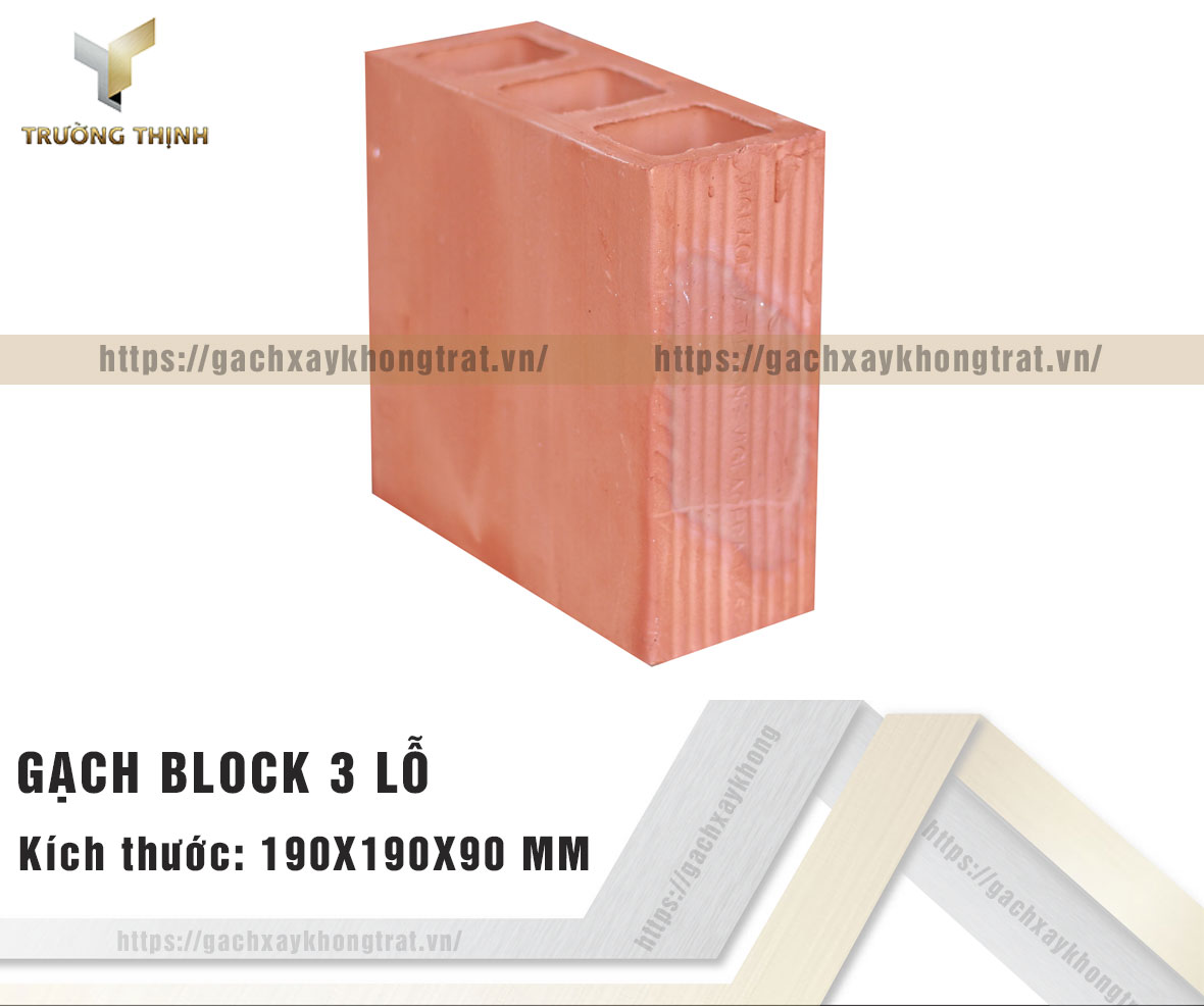 Gạch block 3 lỗ Viglacera Từ Sơn 190x190x90 chống nóng