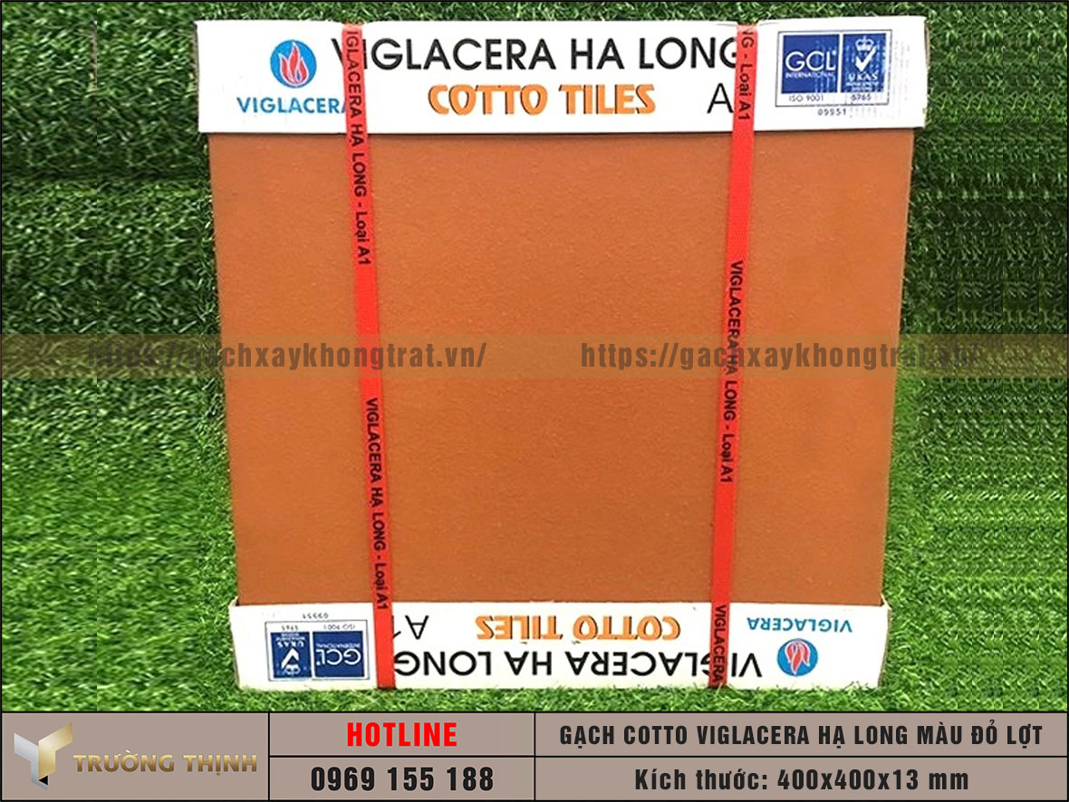 Gạch cotto 400x400 màu đỏ thường Viglacera Hạ Long giá rẻ