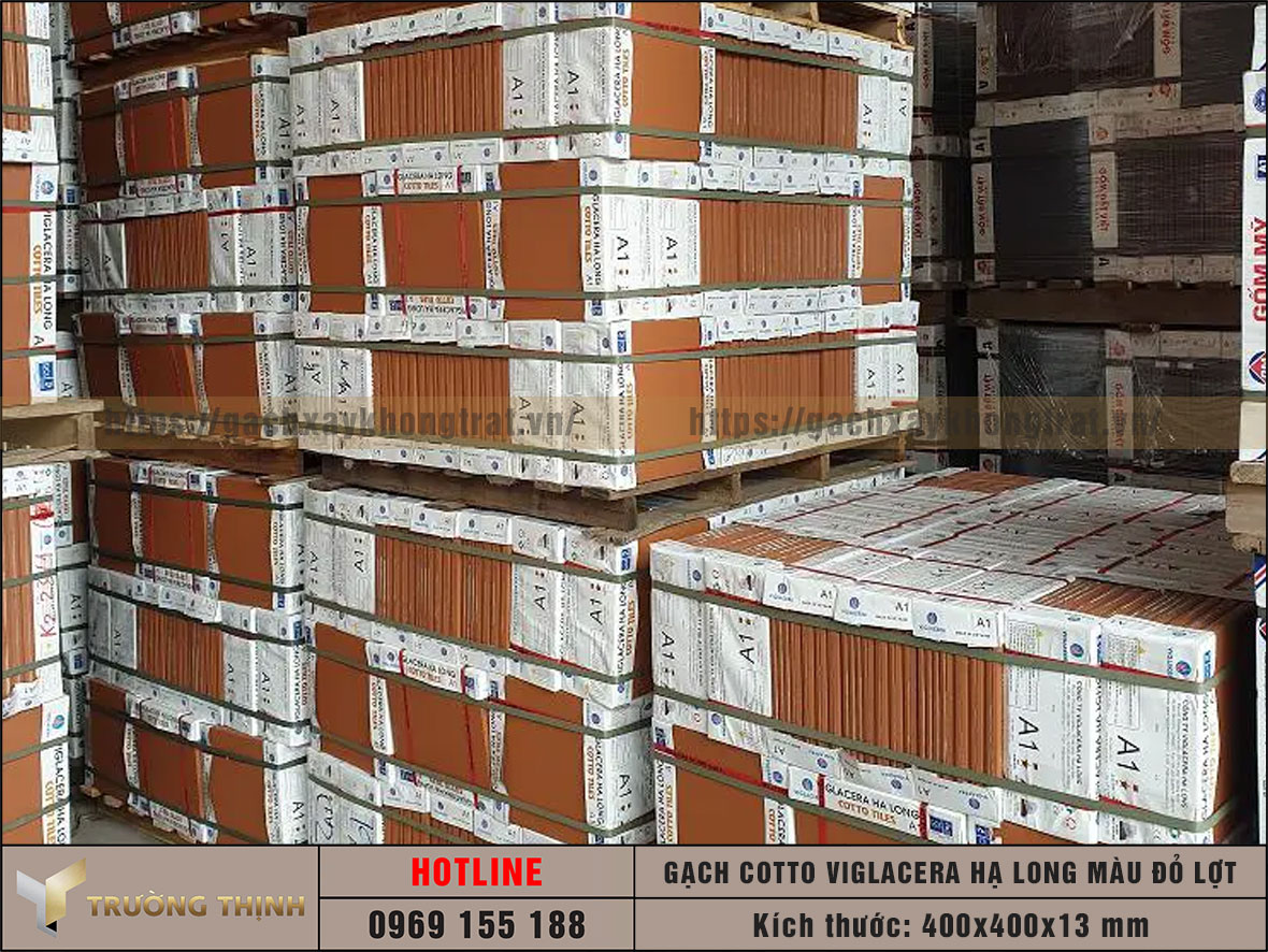 Gạch Cotto 400x400 Viglacera Hạ Long màu đỏ lợt (đỏ thường)