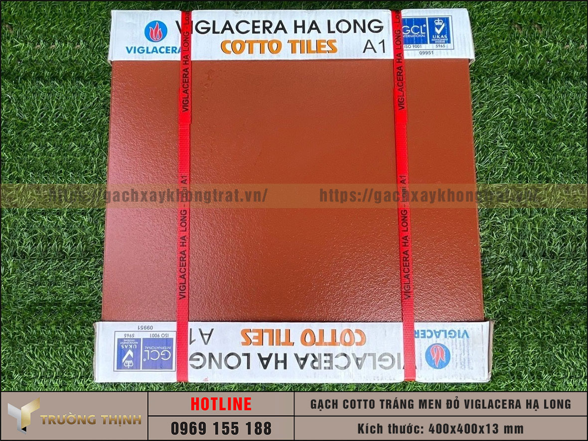 Gạch cotto 400x400 tráng men đỏ Viglacera Hạ Long giá rẻ