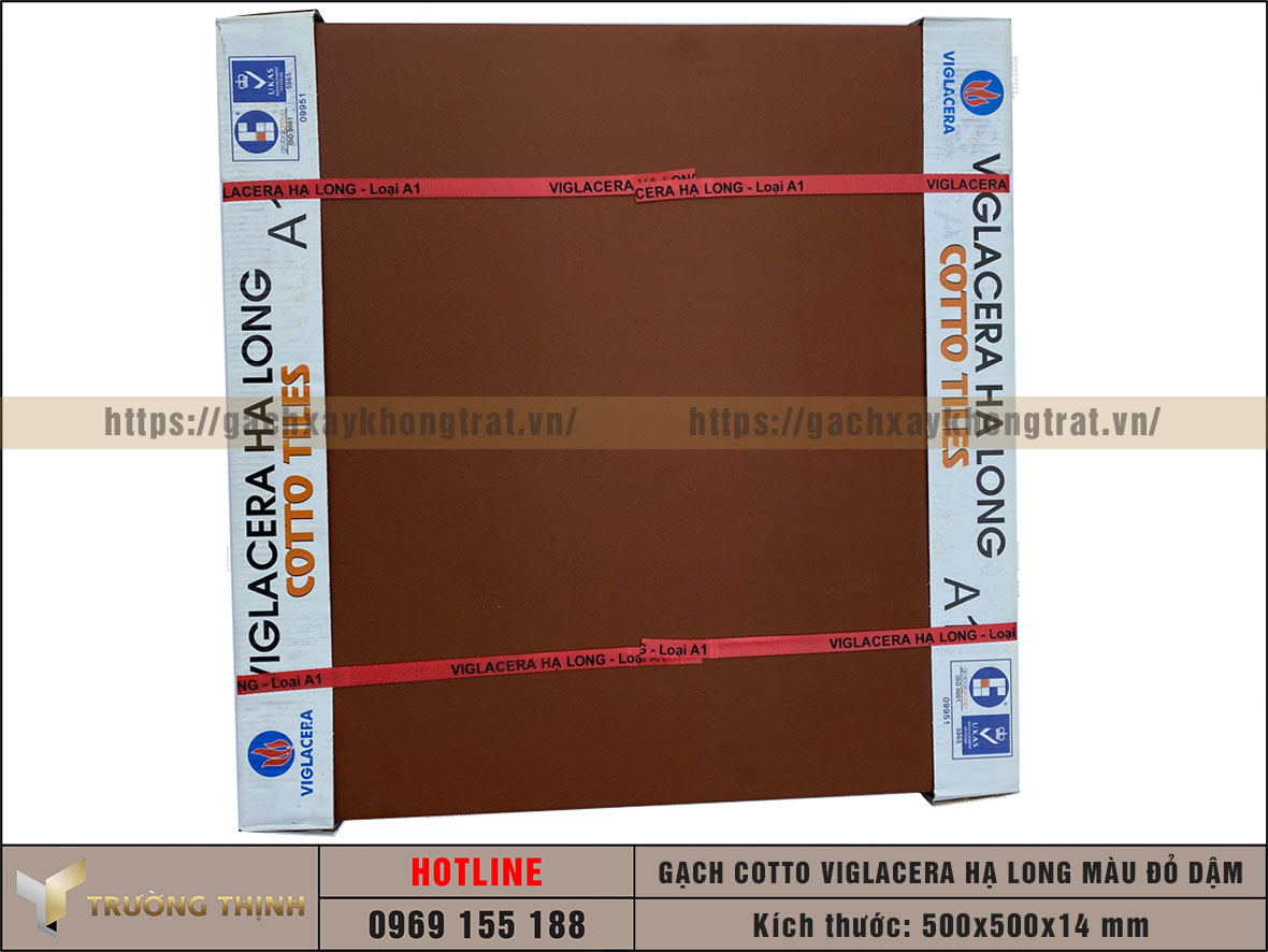 Gạch cotto 500x500 màu đỏ đậm Viglacera Hạ Long giá rẻ