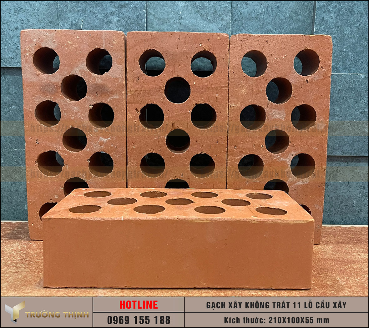 Gạch 11 lỗ xây không trát Cầu Xây
