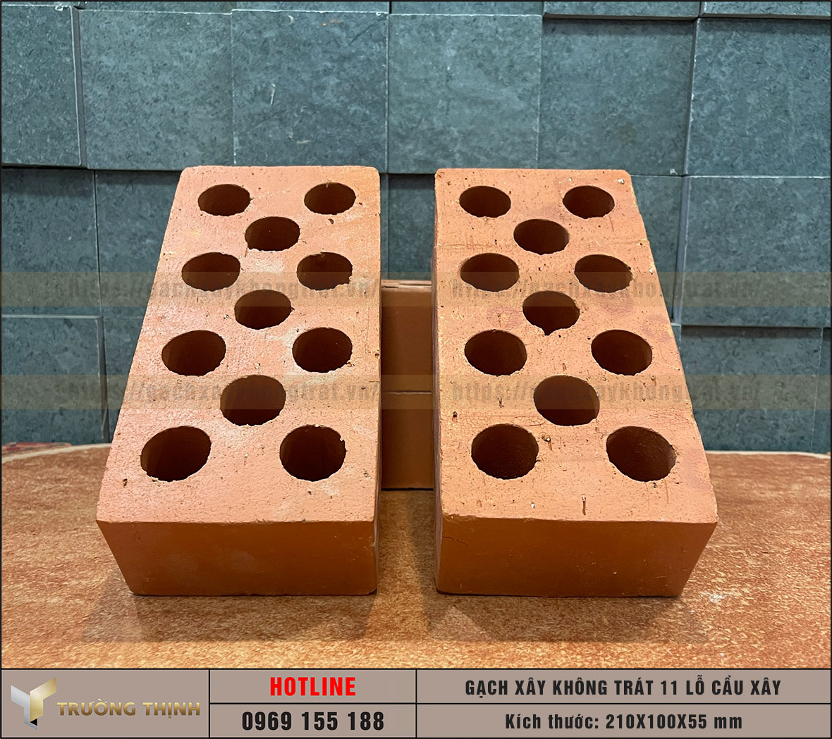Gạch 11 lỗ xây không trát Cầu Xây