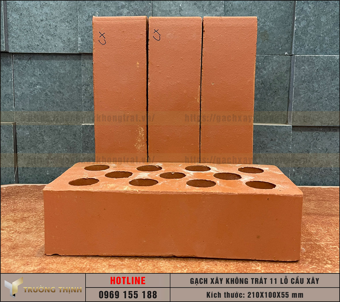 Gạch 11 lỗ xây không trát Cầu Xây