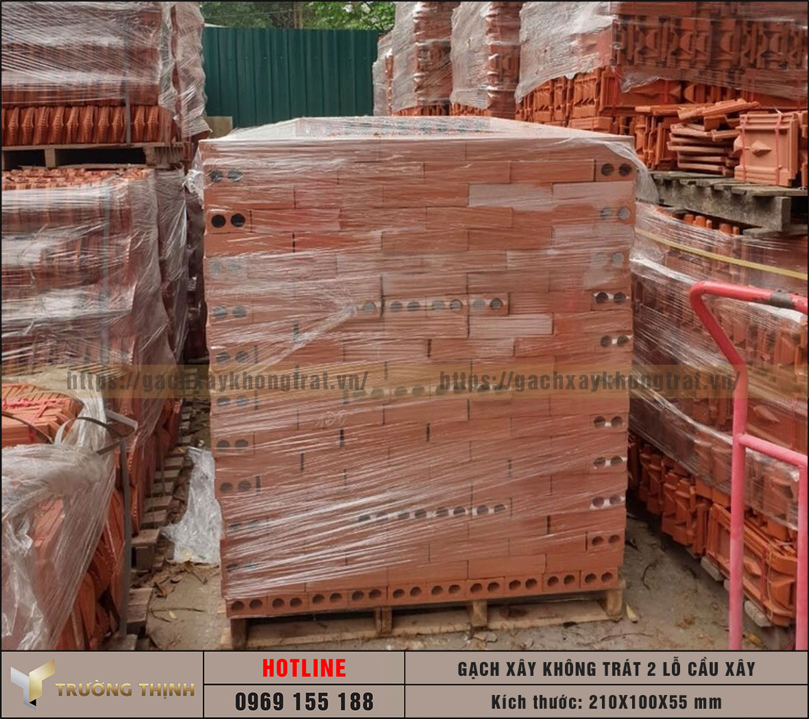 Gạch 2 lỗ xây không trát Cầu Xây
