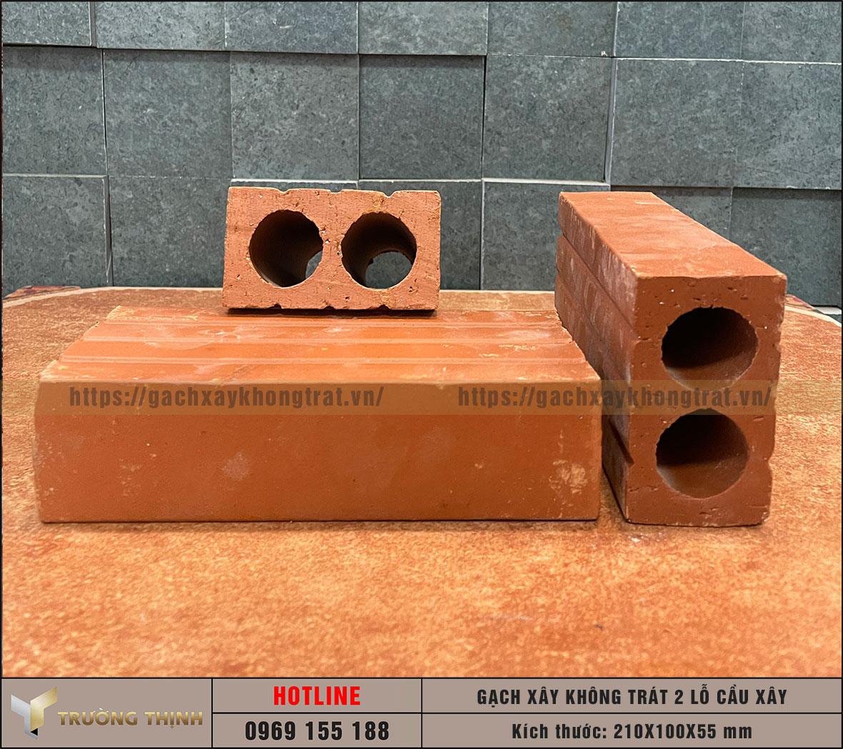 Gạch 2 lỗ xây không trát Cầu Xây