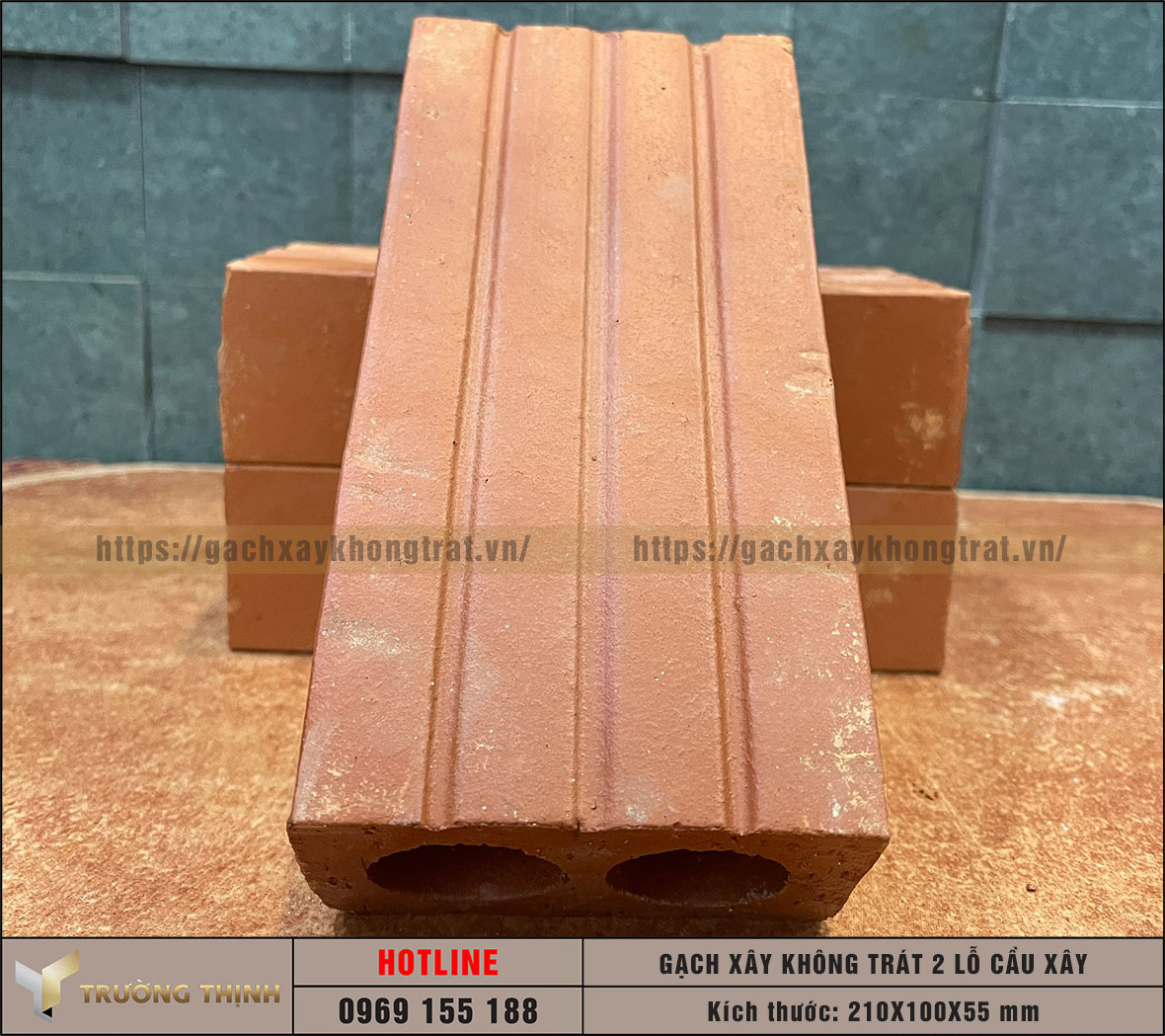 Gạch 2 lỗ xây không trát Cầu Xây