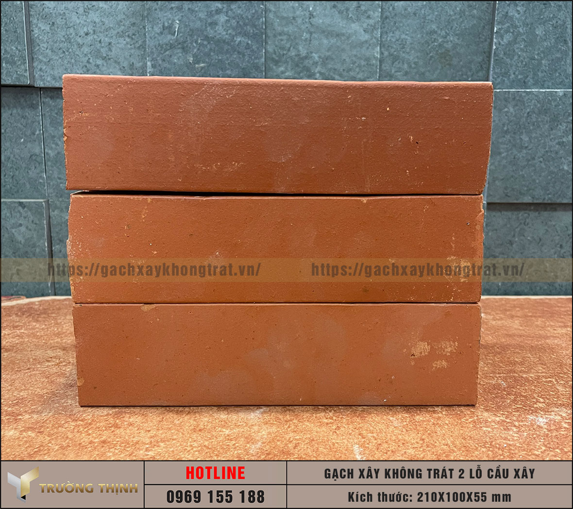 Gạch 2 lỗ xây không trát Cầu Xây