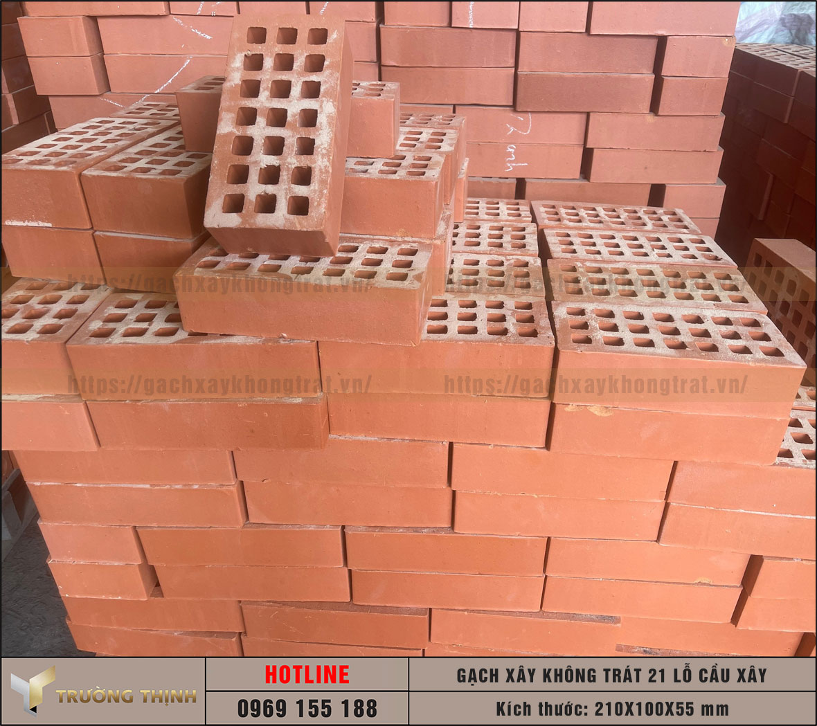 Gạch 21 lỗ xây không trát Cầu Xây