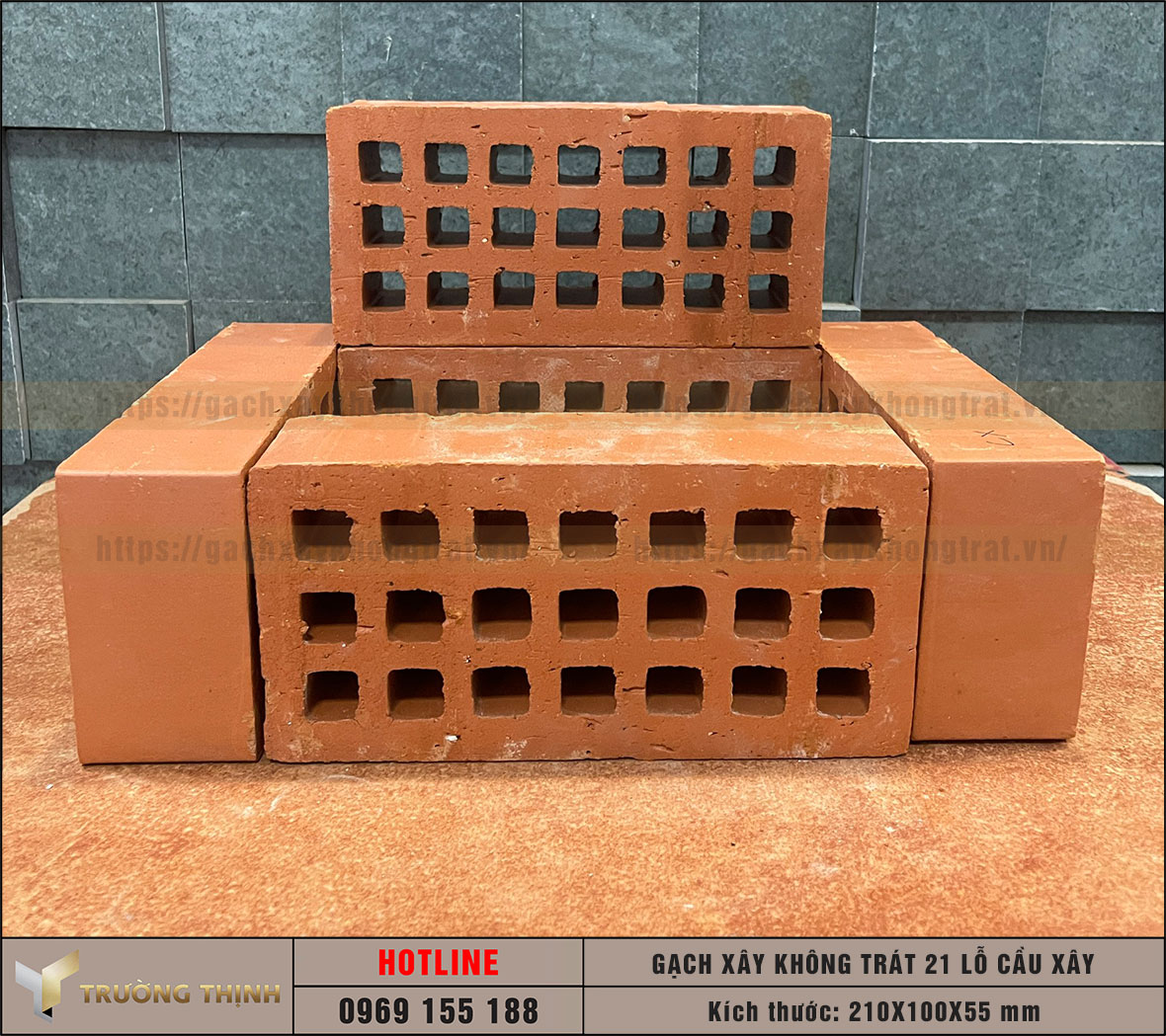 Gạch 21 lỗ xây không trát Cầu Xây