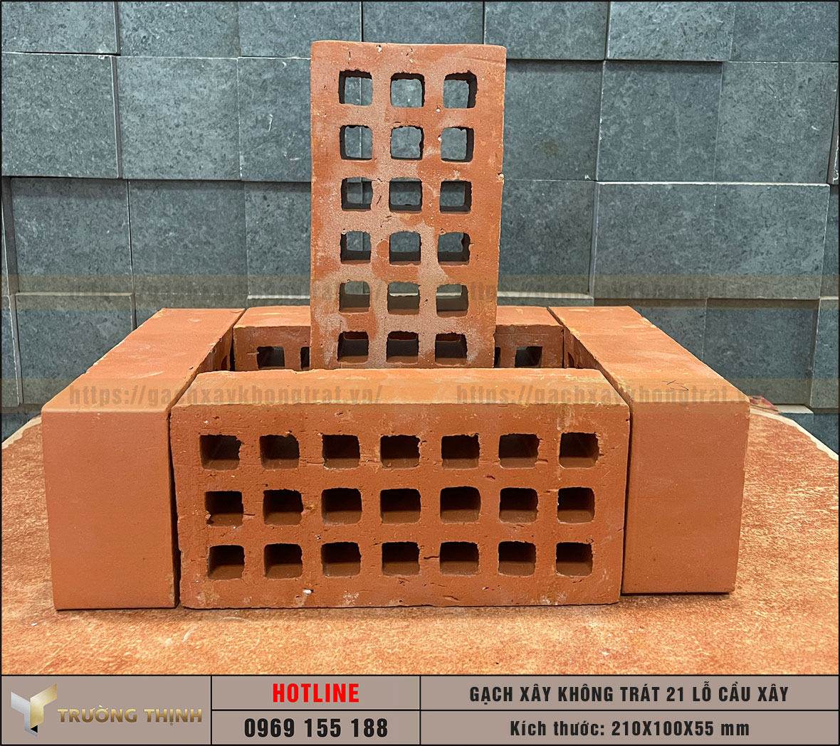 Gạch 21 lỗ xây không trát Cầu Xây