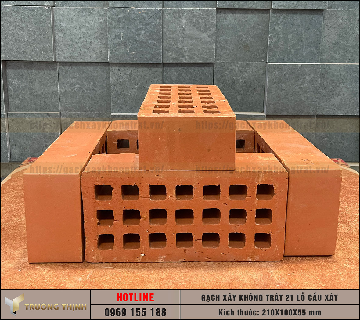 Gạch 21 lỗ xây không trát Cầu Xây