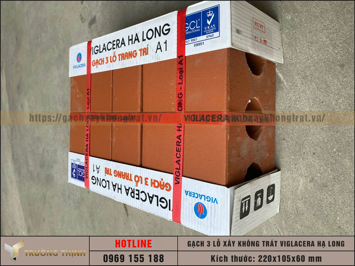 Gạch xây không trát 3 lỗ Viglacera Hạ Long