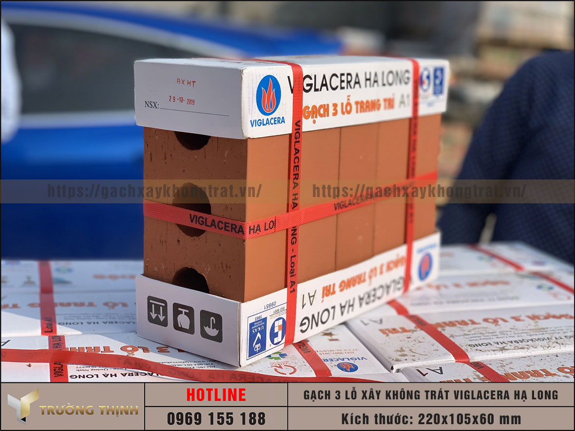Gạch xây không trát 3 lỗ Viglacera Hạ Long