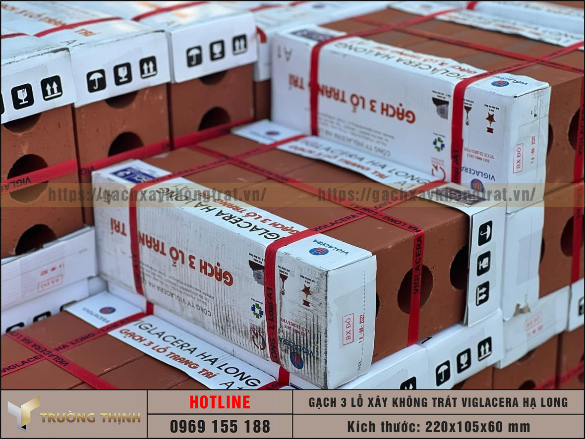 Gạch xây không trát 3 lỗ Viglacera Hạ Long