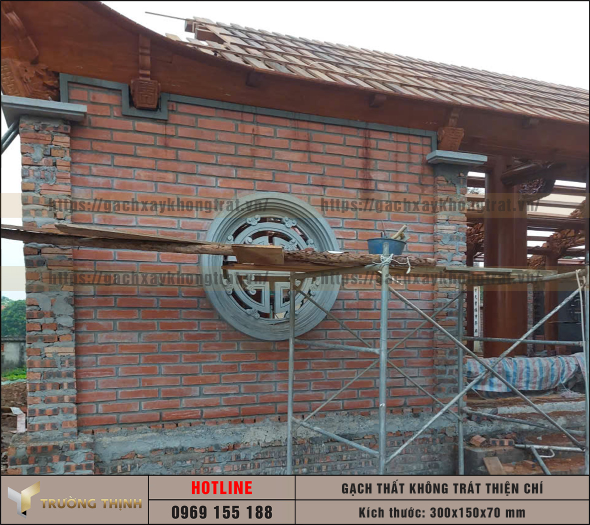 Gạch thất Thiện Chí 300x150x70 gạch xây không trát đẹp cho công trình tâm linh