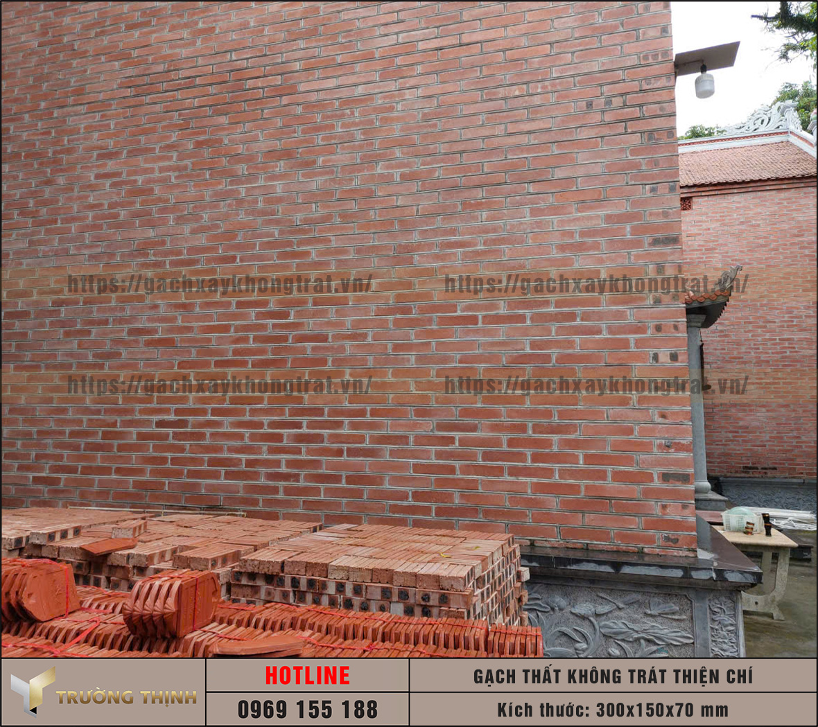 Gạch thất Thiện Chí 300x150x70 gạch xây không trát đẹp cho công trình tâm linh