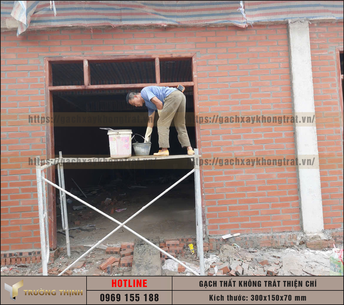 Gạch thất Thiện Chí 300x150x70 gạch xây không trát đẹp cho công trình tâm linh