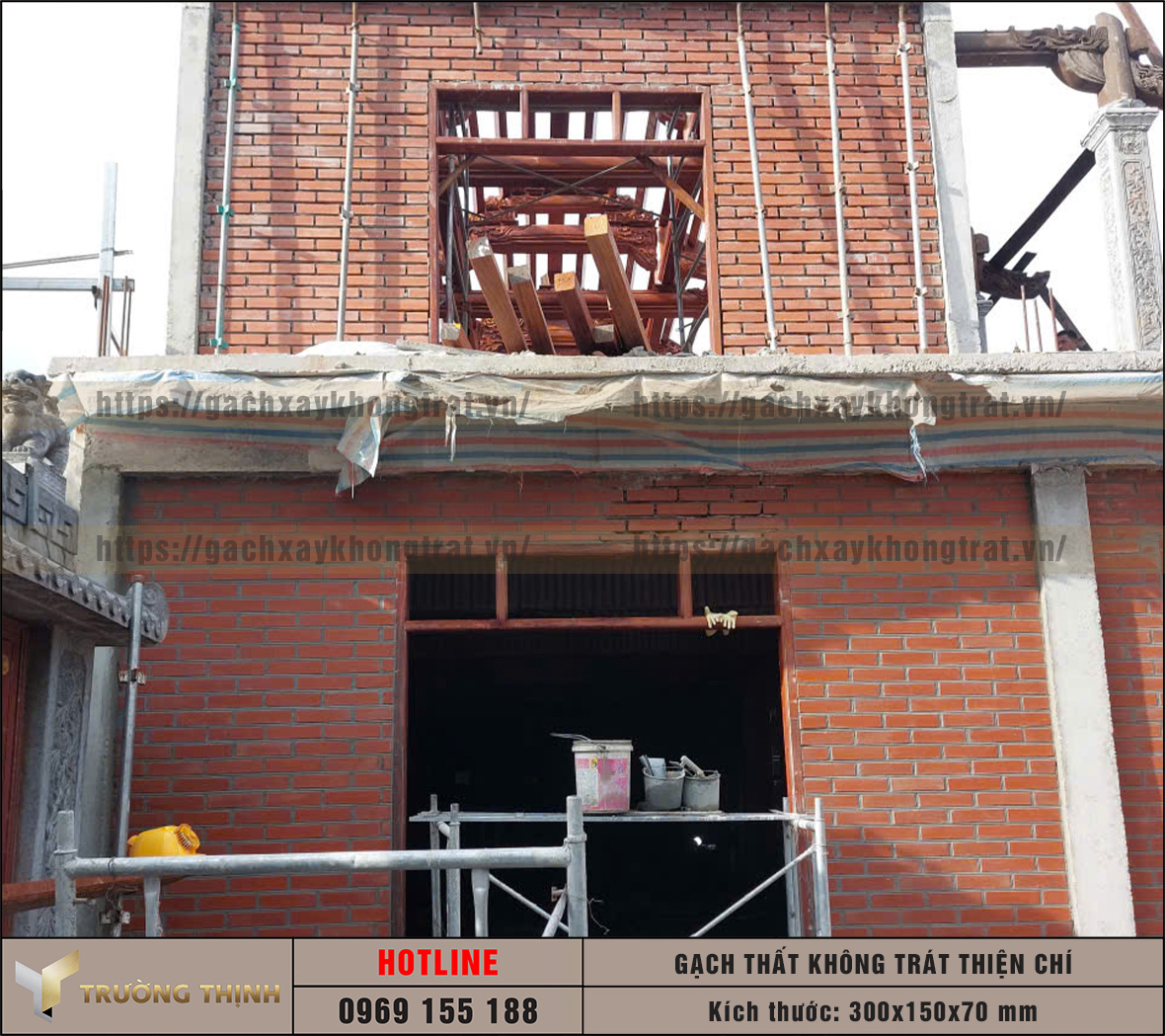 Gạch thất Thiện Chí 300x150x70 gạch xây không trát đẹp cho công trình tâm linh