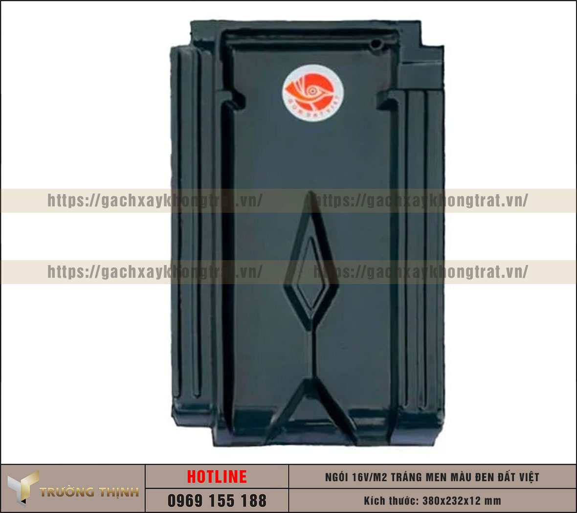 Ngói 16 viên/m2 tráng men màu đen Đất Việt